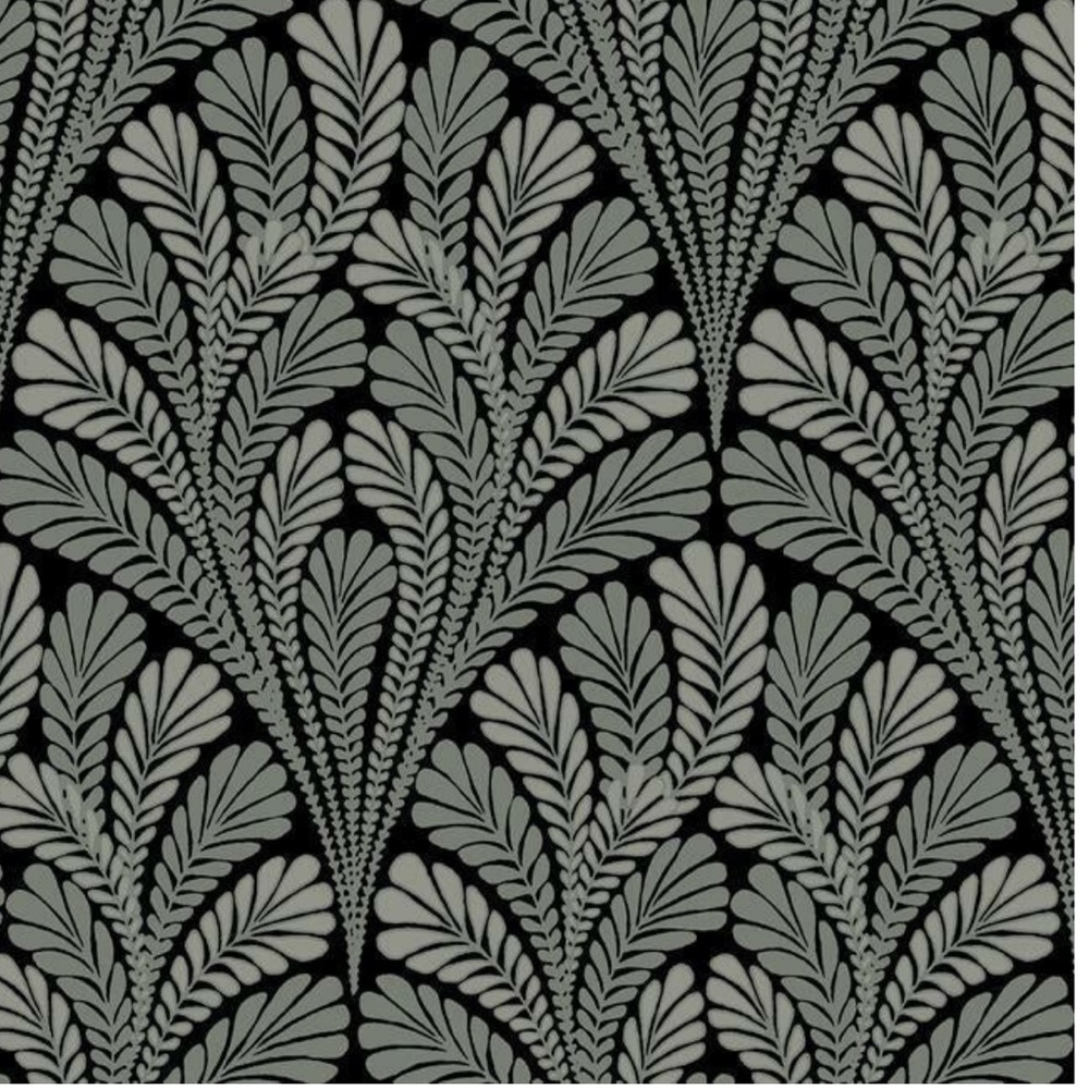 2 Double Rolls of Shell Damask Wallpaper in Black / Glint. #2